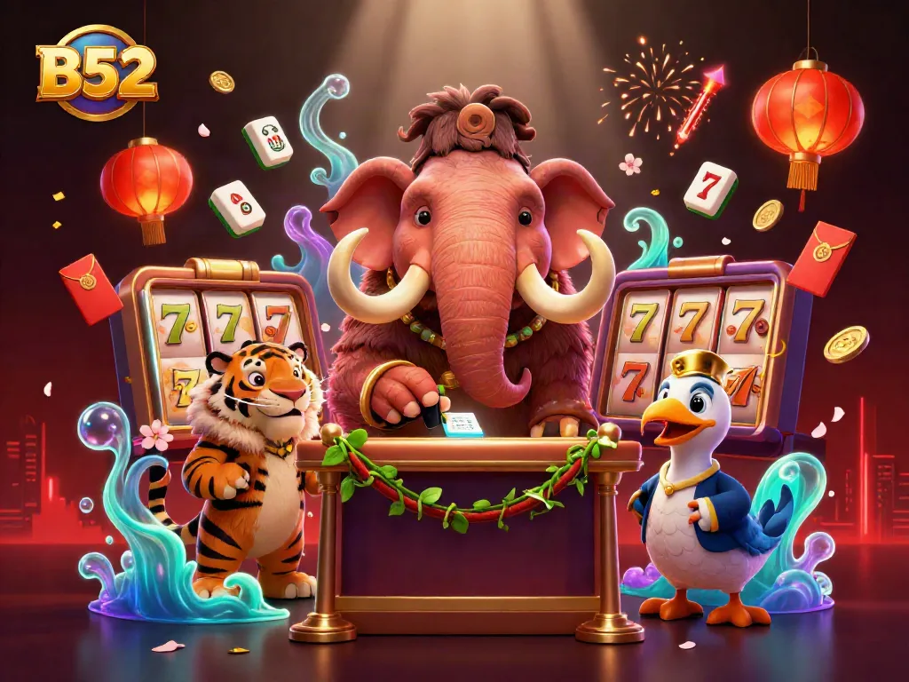 Engage in thrilling B52 casino action with vibrant characters and dynamic gambling elements.